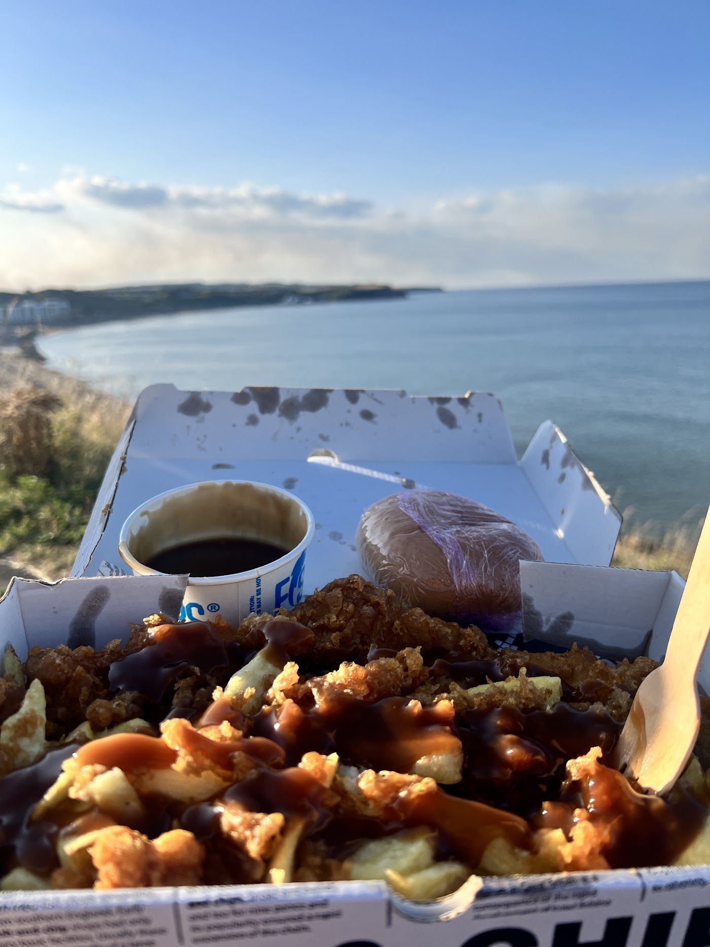 Fish and chips overlooking Scarborough's North Bay